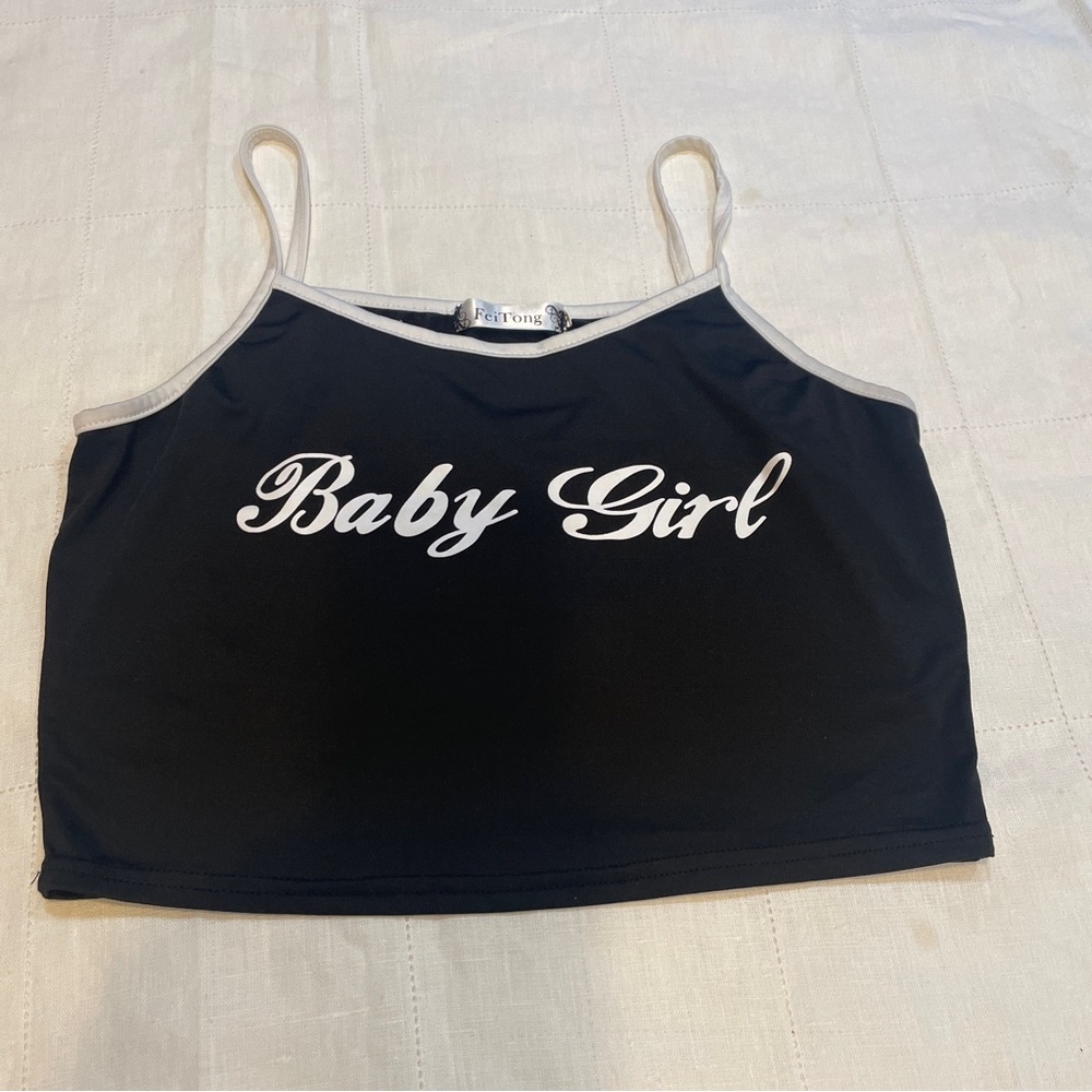 Feitong Black and White 'Baby Girl' Tank Top DDLG M